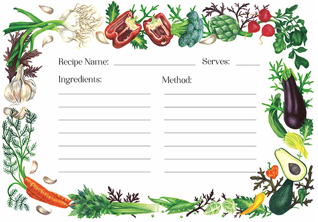 Vegetable Recipe Card Illustration
